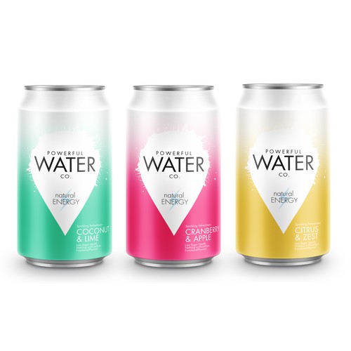 Creative packaging with the title 'Powerful water'