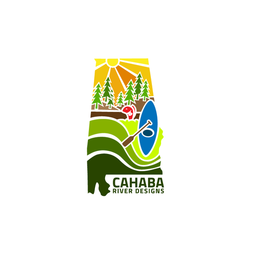 Canoe logo with the title 'Cahaba River Designs'