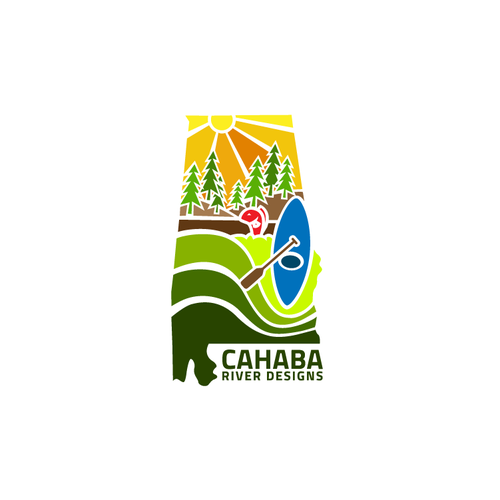 Canoe design with the title 'Cahaba River Designs'