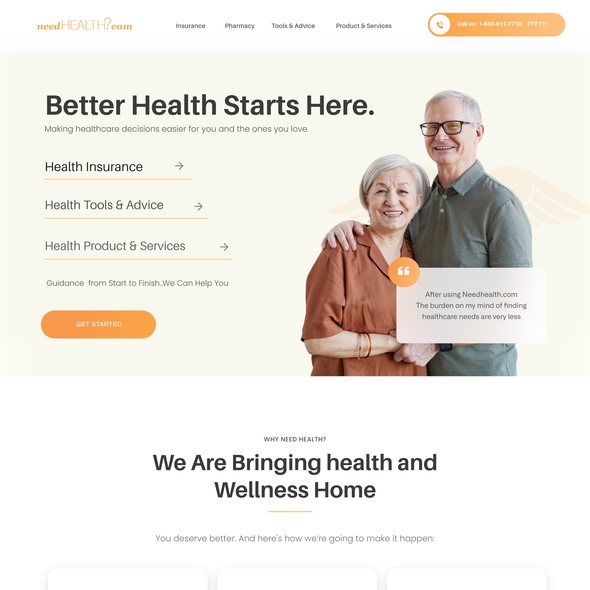 Health website with the title 'Landing Page For a Health Insurance Company'