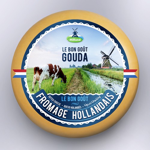 Cheese design with the title 'Gouda Cheese Label design'