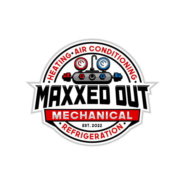 加热标志，标题为“Maxxed Out logo Design”