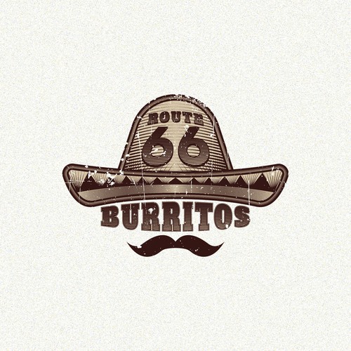 Texture logo with the title 'Route 66 Burritos'
