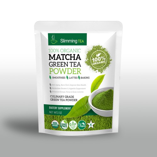 Cool label with the title 'Green tea'