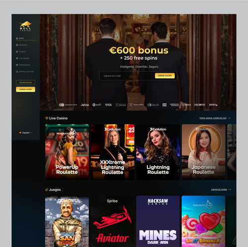 Casino website with the title 'Bull Casino Website'