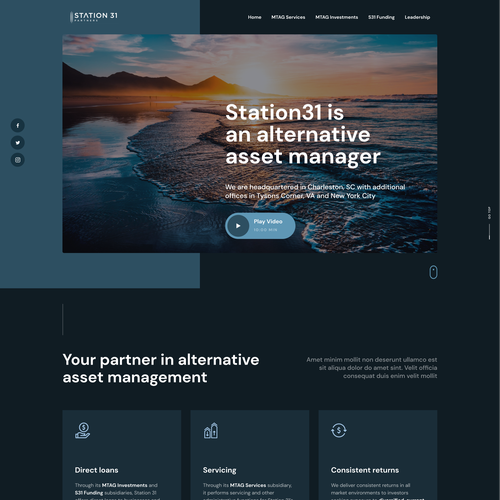 Homepage website with the title 'Alternative Asset Manager Homepage Redesign'