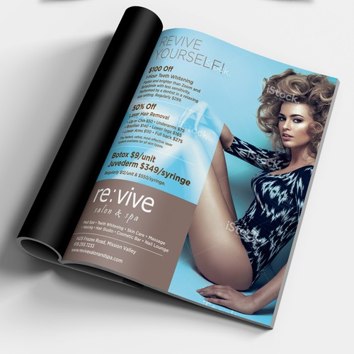 Magazine ad design with the title 'Magazine Ad for Salon and Spa'