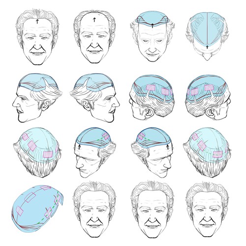 Step-by-step design with the title 'Step by step hair'