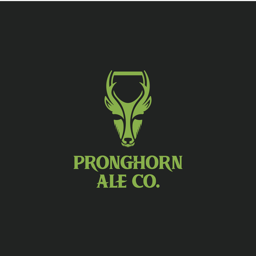 Masculine logo with the title 'Logo for Pronghorn Ale beer'