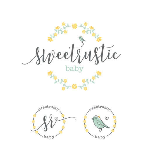 Boutique logo with the title 'Sweetrustic -high quality Baby and Wedding products, Papeterie'
