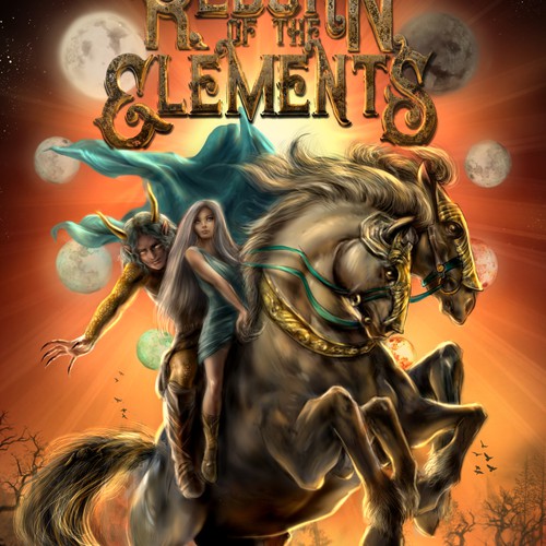 Horse book cover with the title 'E Book Cover-Reborn of the Elements'