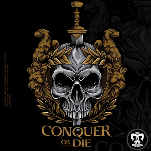 Warrior artwork with the title 'conquer or die vector art '