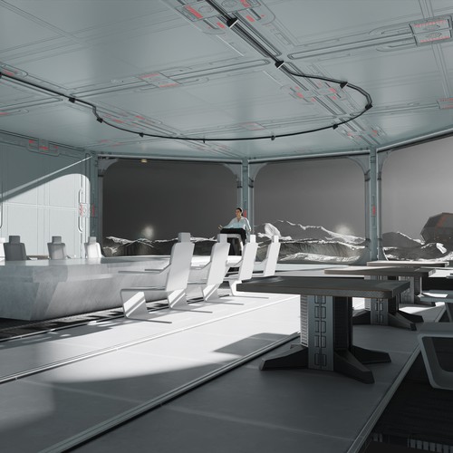 Sci-fi illustration with the title 'scifi design'