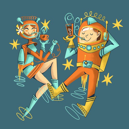 Space illustration with the title 'space shag illustration '