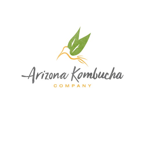 Hummingbird logo with the title 'Minimalist logo for Arizona Kombucha Compant'