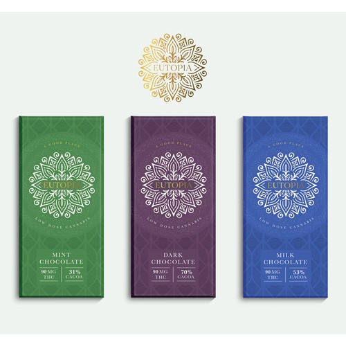 Cannabis packaging with the title 'Chocolate Cannabis Brand'