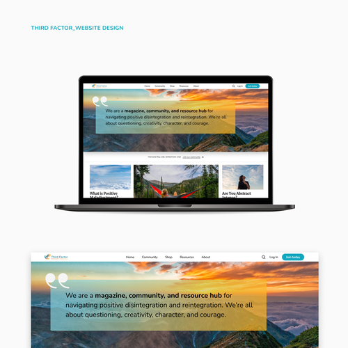 Page layout design with the title 'Magazine website '