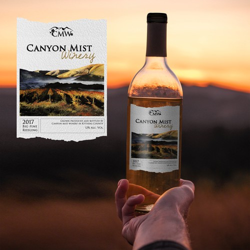 Watercolor label with the title 'Wine Label'