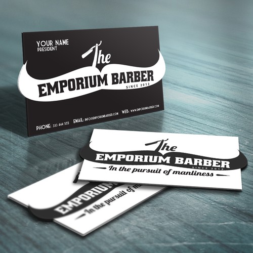 Man design with the title 'Unique business card for The Emporium Barber'