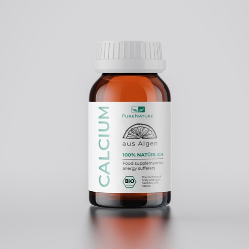 Medical label with the title 'Calcium label design'