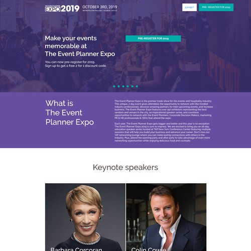 Event website with the title 'Web design'