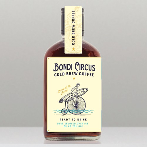 Classic label with the title 'Bondi Circus label design'