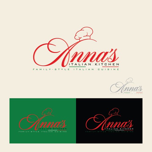 Italian cuisine logo with the title 'Anna's Italian Kitchen Logo Design'