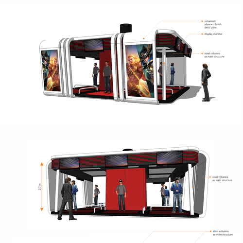 Booth design with the title 'simple modern booth design for VR'