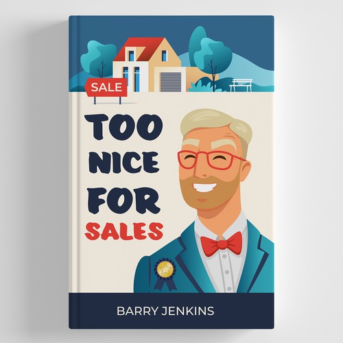 Cartoon book cover with the title 'Too nice for sales'