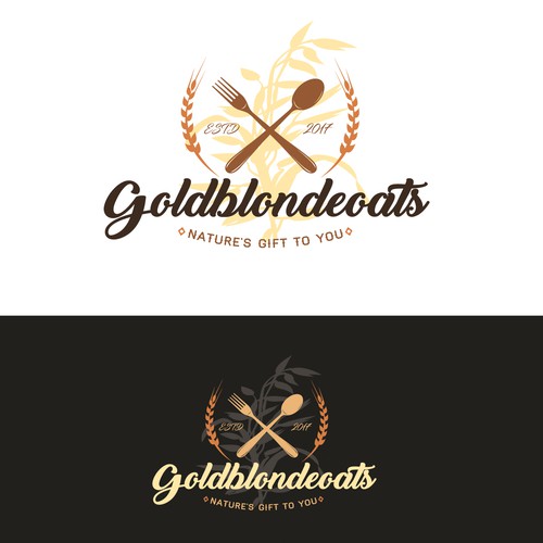 Wheat design with the title 'Logo concept for Goldblondeoats cafe'