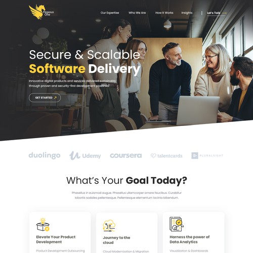 Homepage website with the title 'Pegasus One'