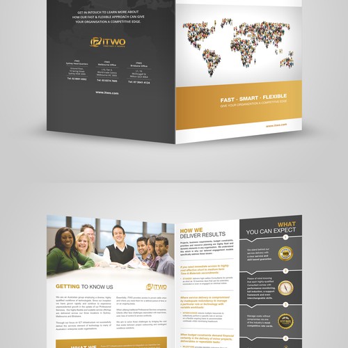 Organization design with the title 'Create a great new brochure for iTWO!'