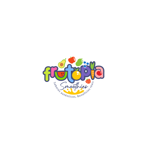 Smoothie logo with the title 'Frutopia Smoothies'