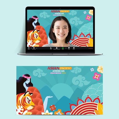 Geometric artwork with the title 'Asian American and Pacific Islander Heritage Month Illustration'