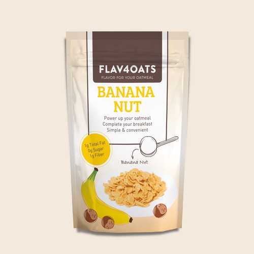 Banana design with the title 'Packaging for oats flavoring powder'