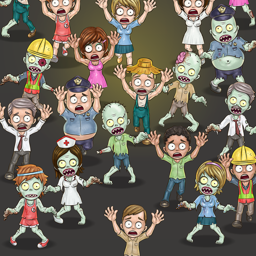 Spine design with the title 'Zombie Killer! Mobile Game App Interface'