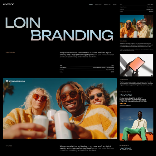 Fashion design with the title 'Website Design and Development for Studio '