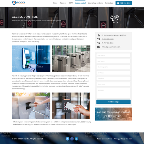 Security website with the title 'Service page design'