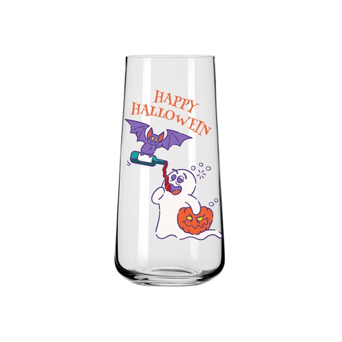 Halloween artwork with the title '"Happy Hallowein" illustration for a drinking glass'
