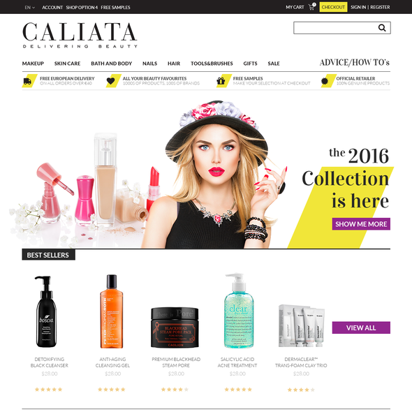 Online store website with the title 'Design for online makeup store'