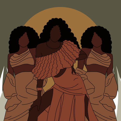 African artwork with the title 'illustration'