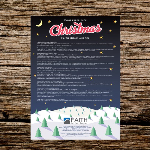 New Year's design with the title 'Faith Bible Chapel - Christmas menu'