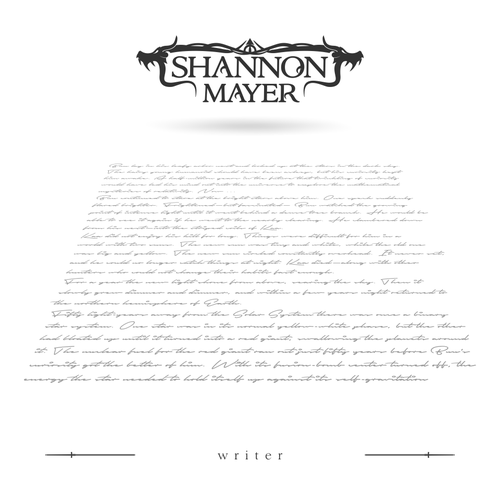 Writing logo with the title 'Shannon Mayer'