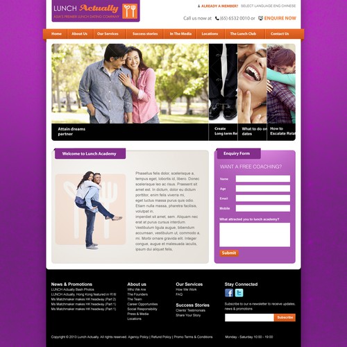 Coaching website with the title 'Help Lunch Actually Academy with a new website design'