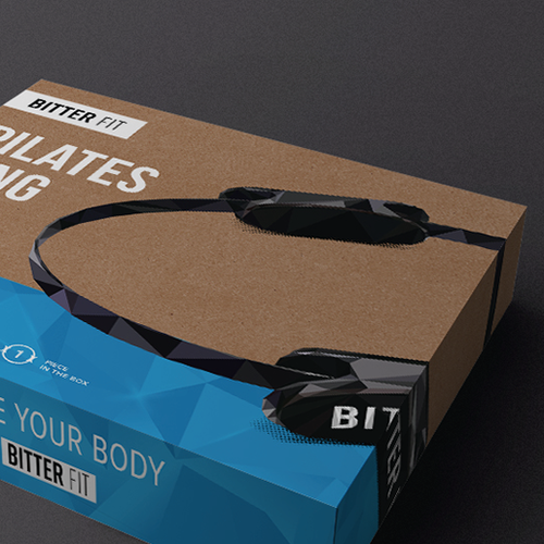 Kraft paper packaging with the title 'Pilates Ring packaging for Bitter Fit'