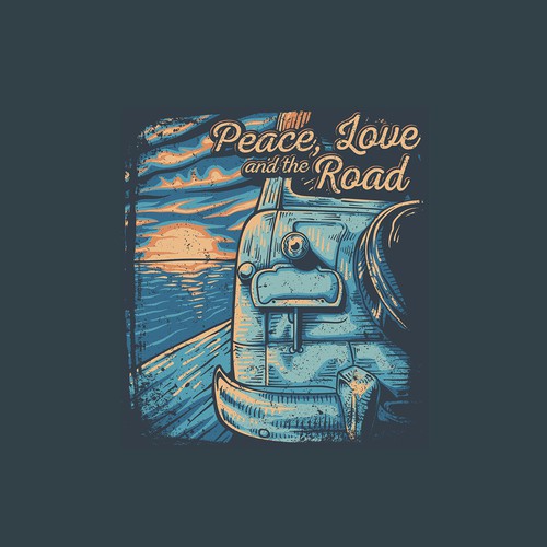 Travel t-shirt with the title 'Peace Love and the Road'
