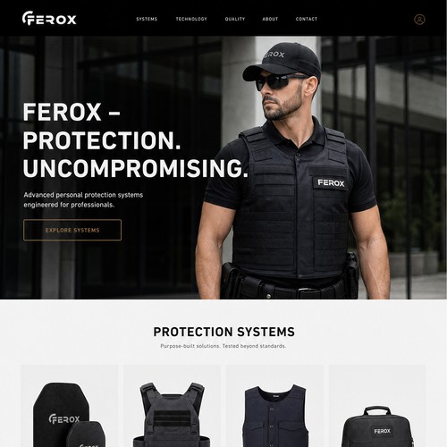 Artificial intelligence website with the title 'Design a modern High-Tech Website for a Swiss protection brand'