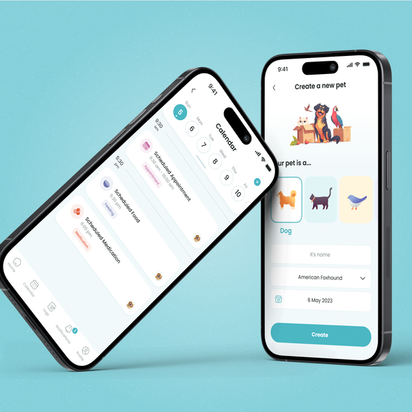 Figma design with the title 'New app for pet lovers'