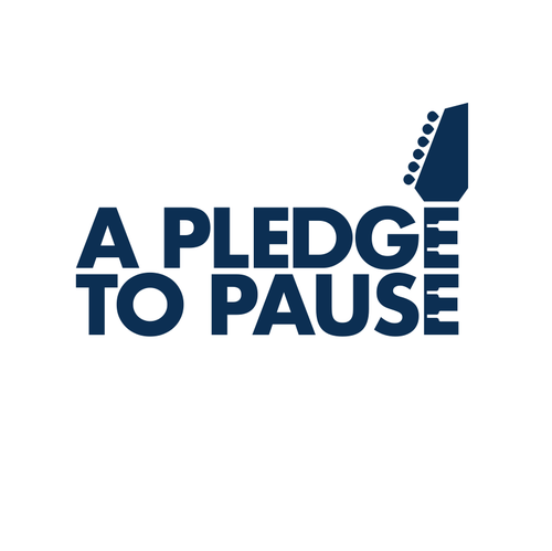 Piano logo with the title 'A pledge to pause logo design'