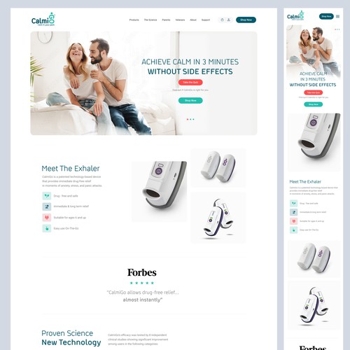 Desktop design with the title 'CalmGo Design Web Product'
